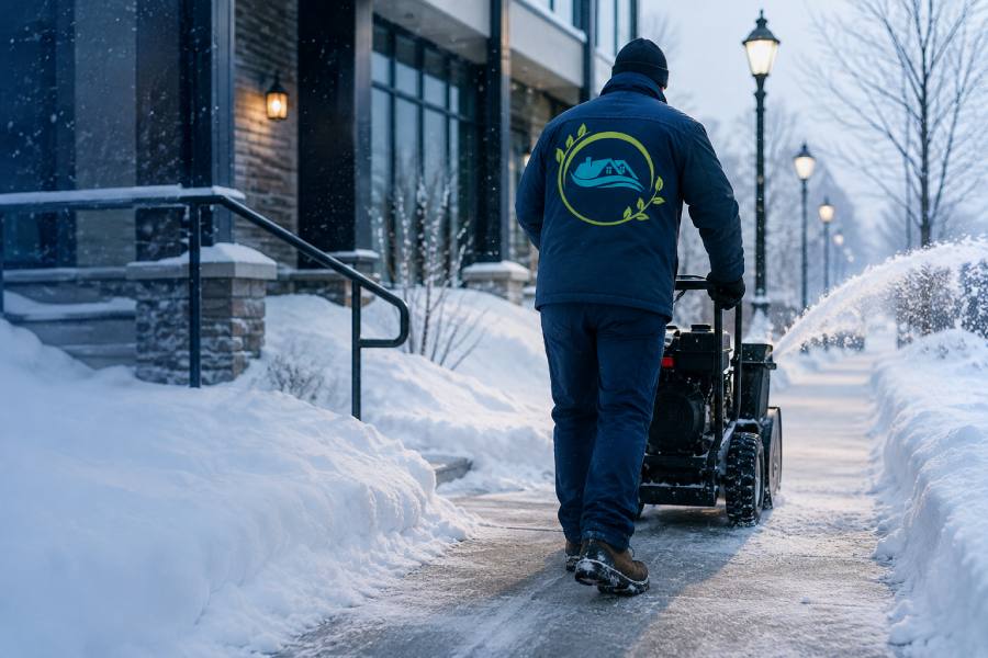 Commercial sidewalk snow removal and clearing service
